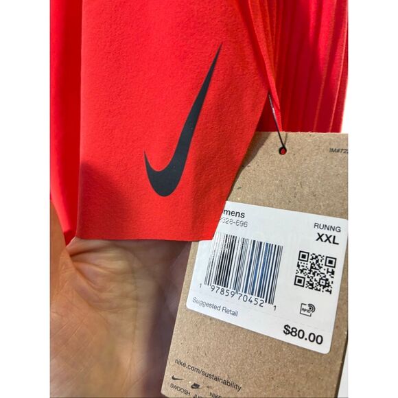 Nike NWT Dri Fit ADV Running Division Pleated Shorts in Orange Size XXL - Picture 3 of 7